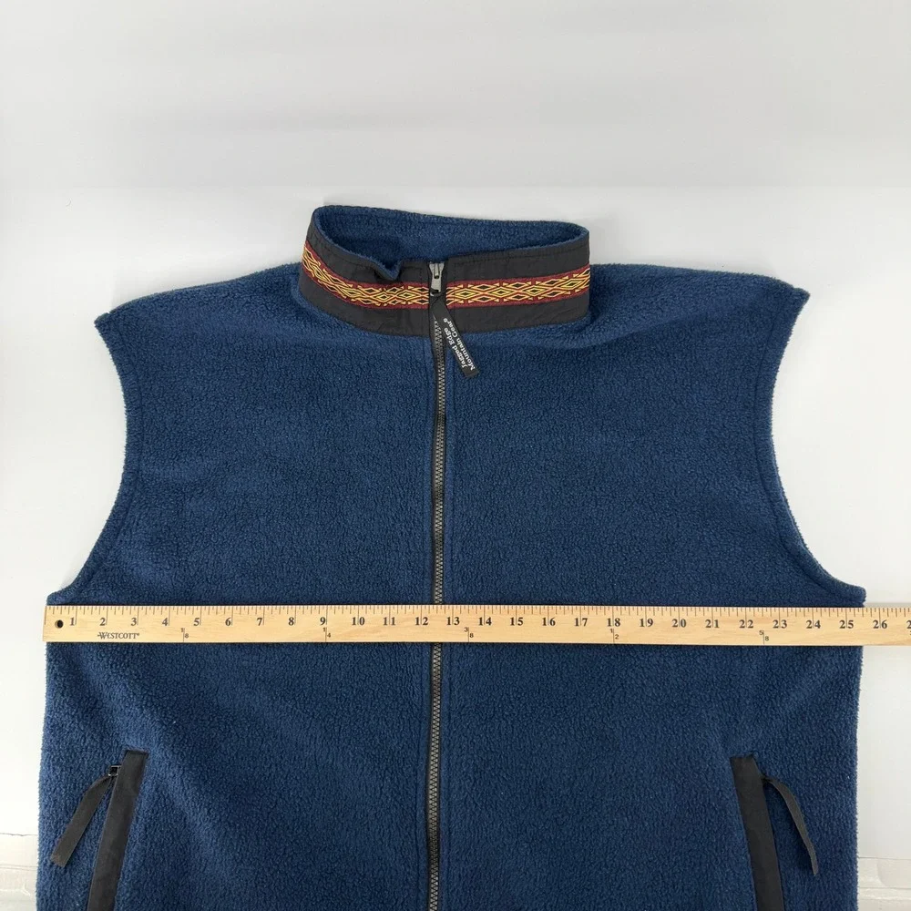 Jagged Edge Mountain Gear Fleece Vest Mens XXL Navy Blue Full Zip Geometric Trim